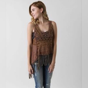 Buckle BKE Ginmicks Boho Crochet Lace Fringe Summer Tank top Xs